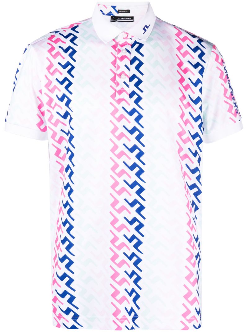 White Tour Tech Logo Print Polo Shirt