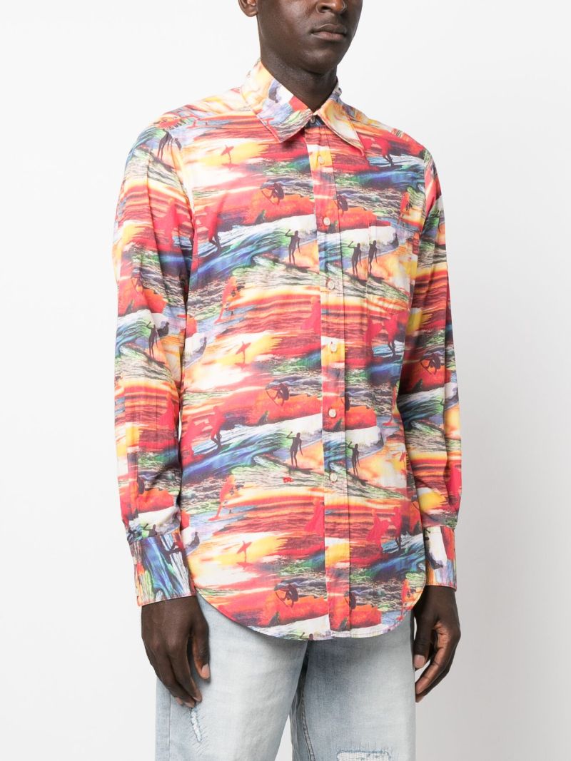 Red Sunset Print Cotton Shirt