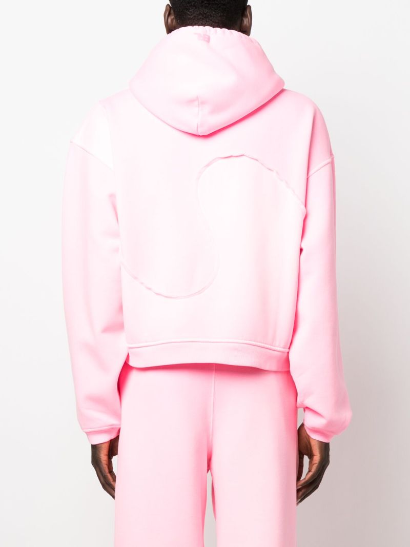 Pink Swirl Panelled Fleece Hoodie