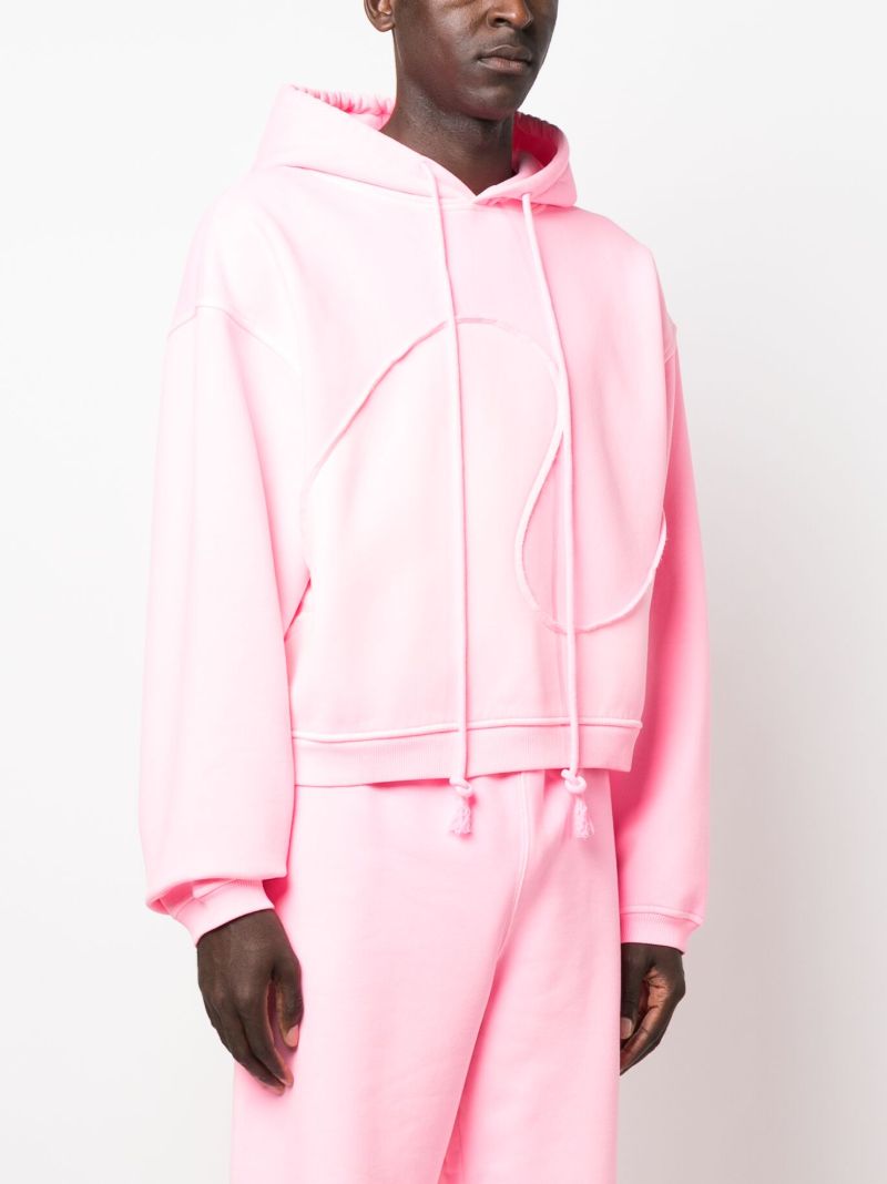 Pink Swirl Panelled Fleece Hoodie
