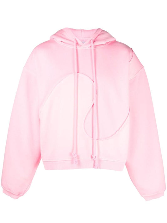 Pink Swirl Panelled Fleece Hoodie