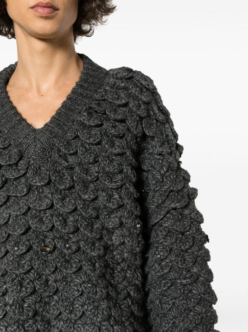 Grey Fraville Chunky-knit Sweater