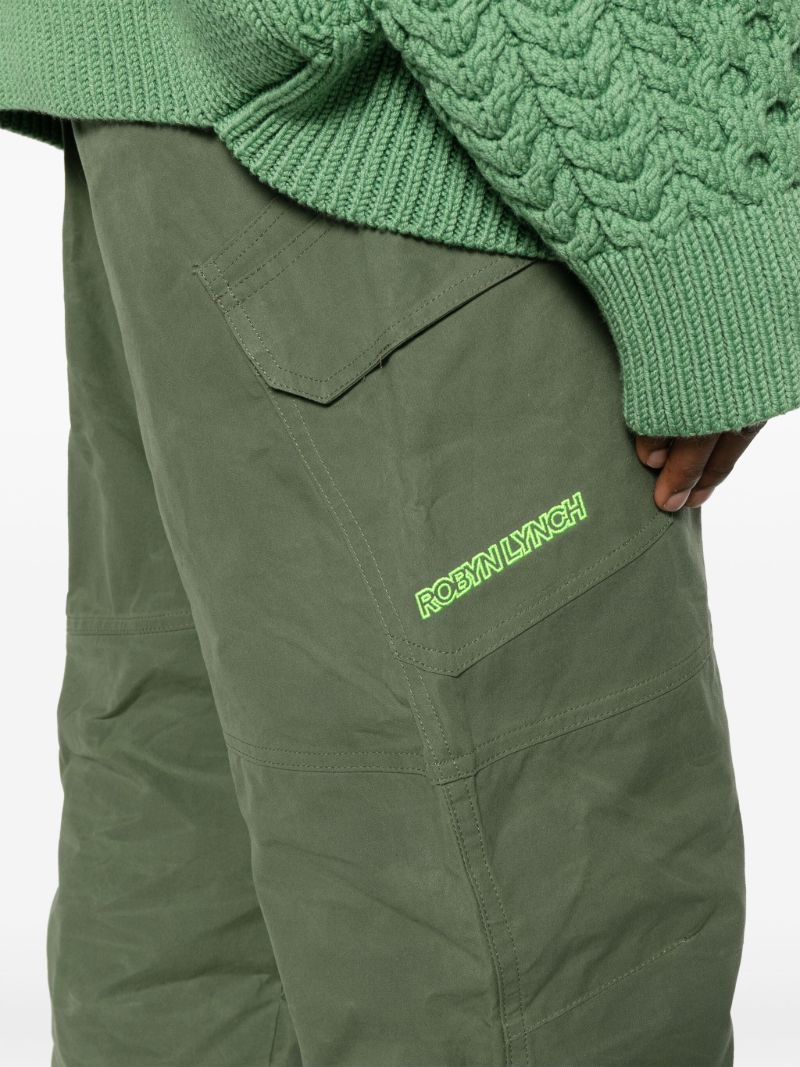 Green Logo-embroidery Cargo Trousers