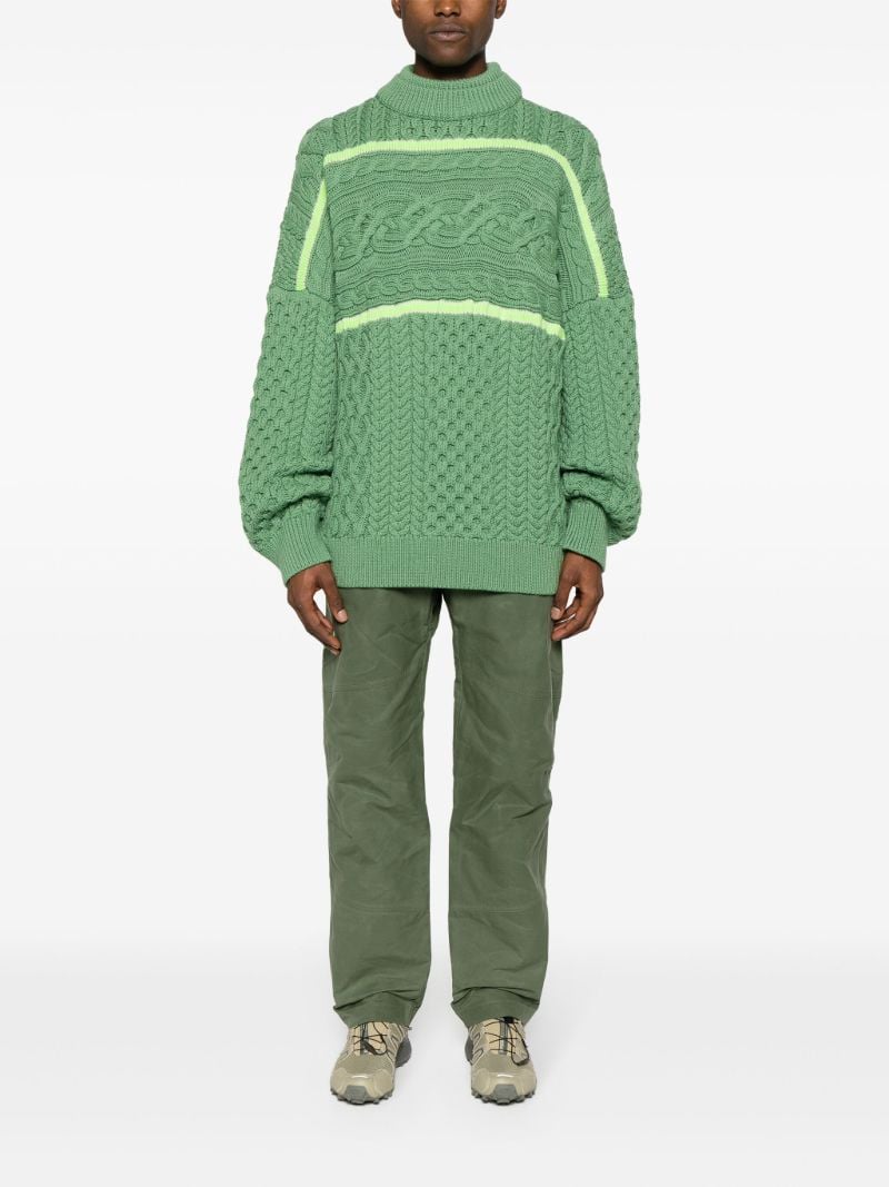 Green Logo-embroidery Cargo Trousers