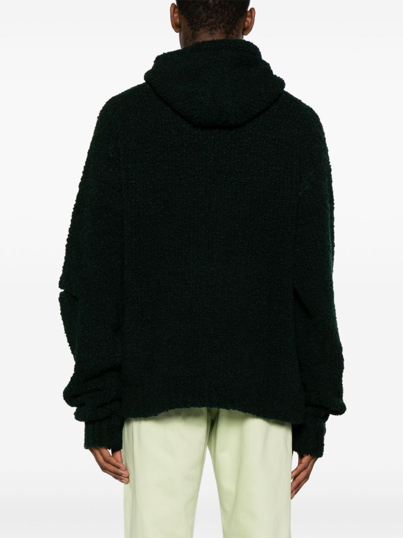 Green 3d Merino Wool Hoodie