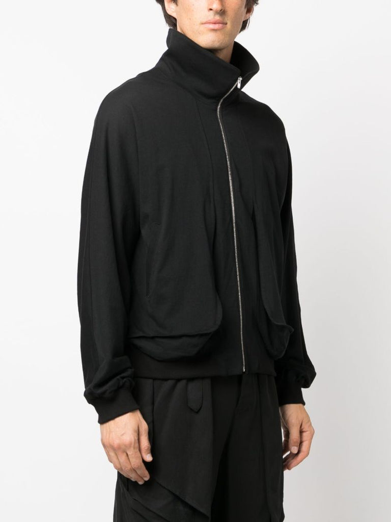 Black Draped Cotton Jacket