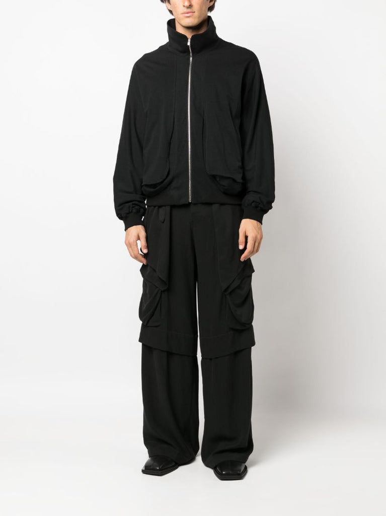 Black Draped Cotton Jacket