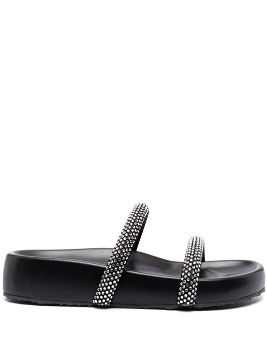 Black Croissette Crystal Embellished Sandals