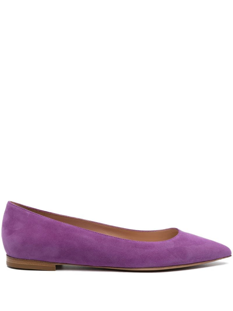 Purple Suede Ballerina Shoes