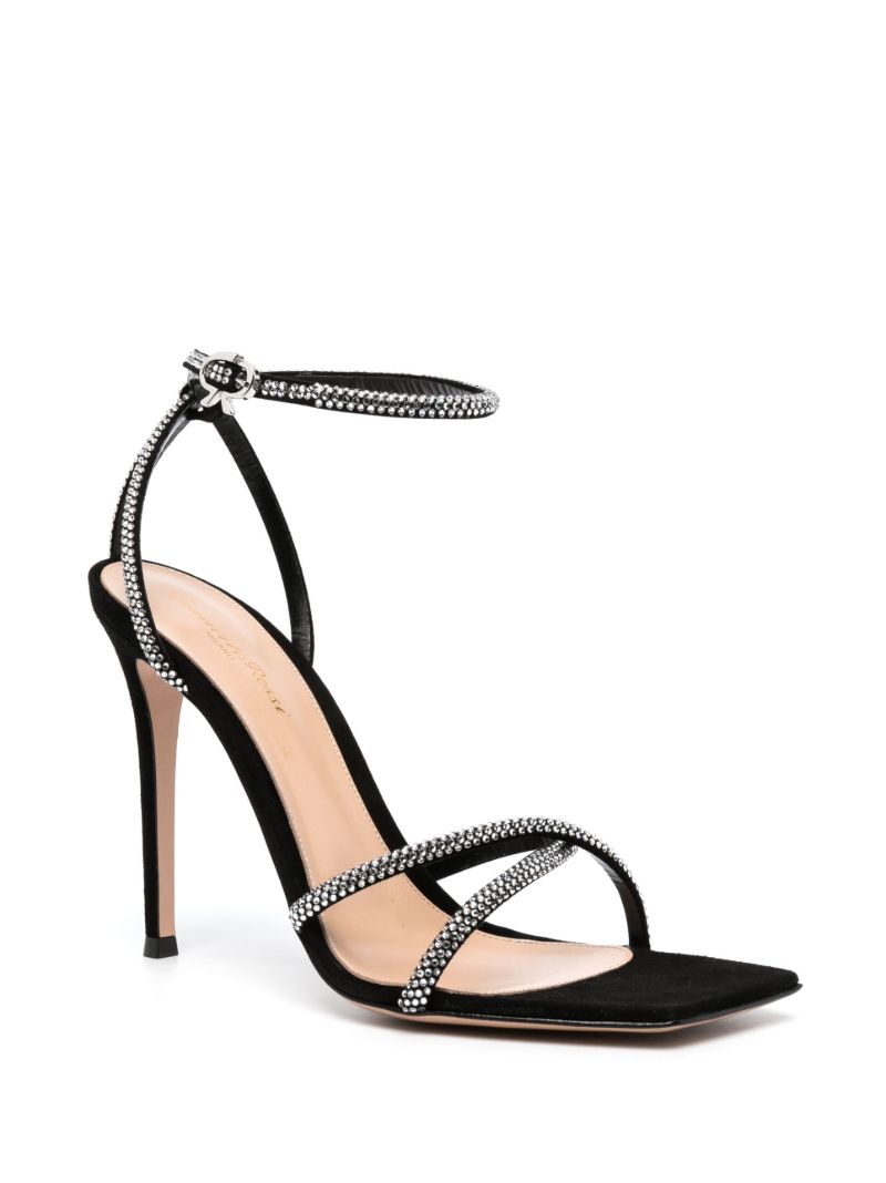 Black Riccam 105 Crystal Suede Sandals