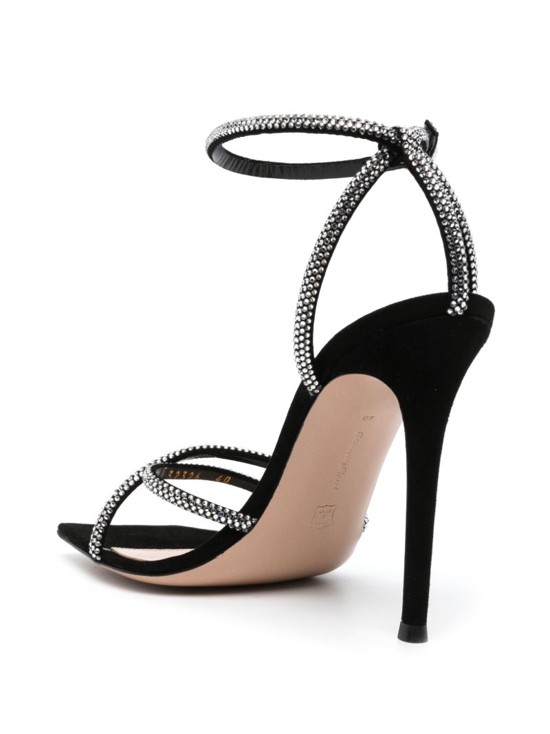 Black Riccam 105 Crystal Suede Sandals