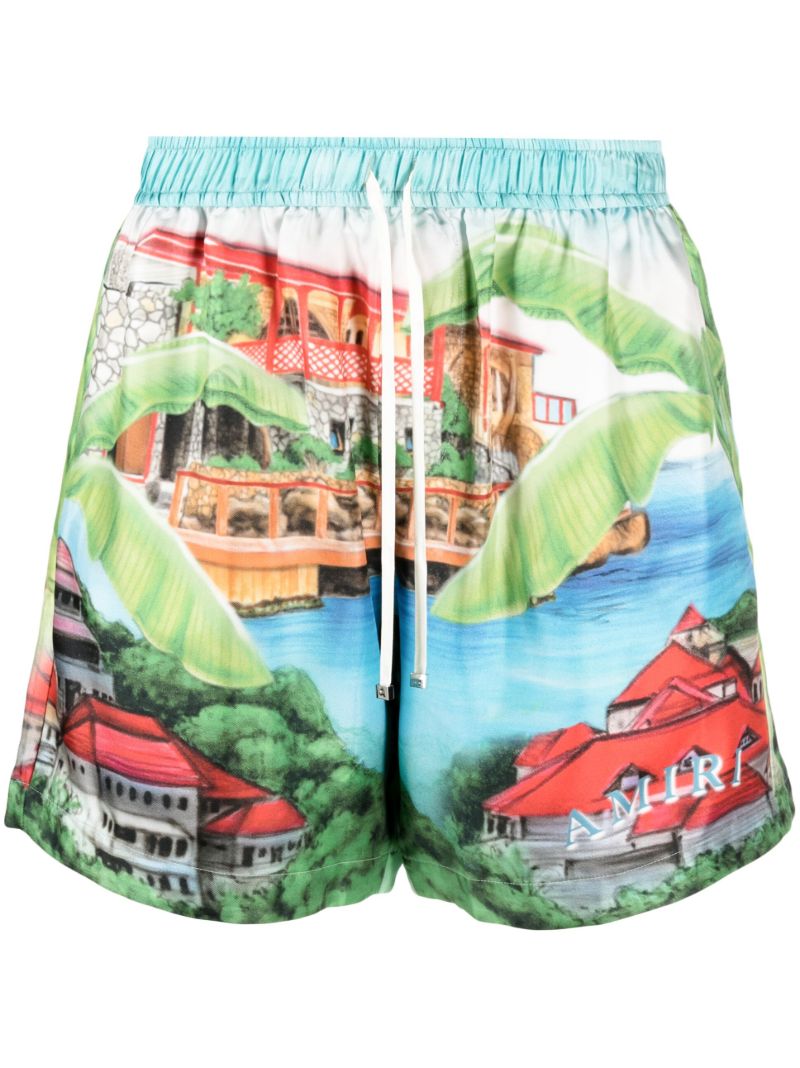 Multicolour Eden Rock-print Silks Shorts