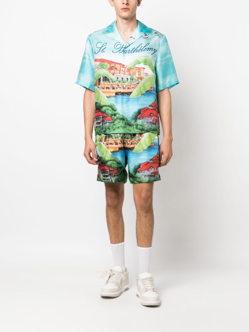 Multicolour Eden Rock-print Silks Shorts