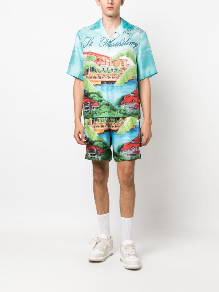 Multicolour Eden Rock-print Silks Shorts