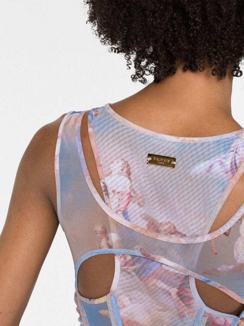 Multicolour Sky Print Sleeveless Bodysuit