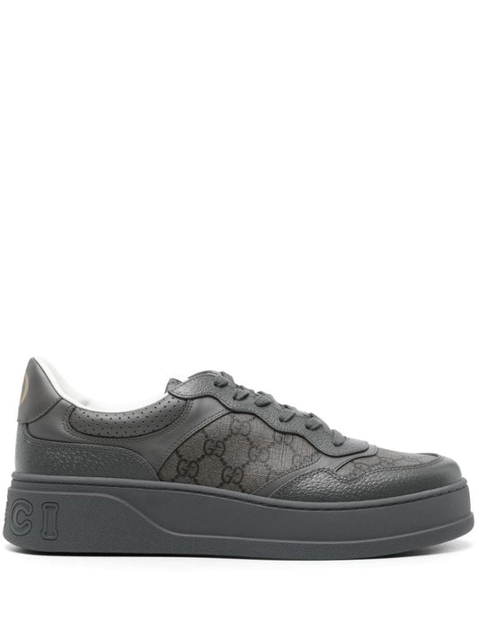 Grey Gg Leather Sneakers