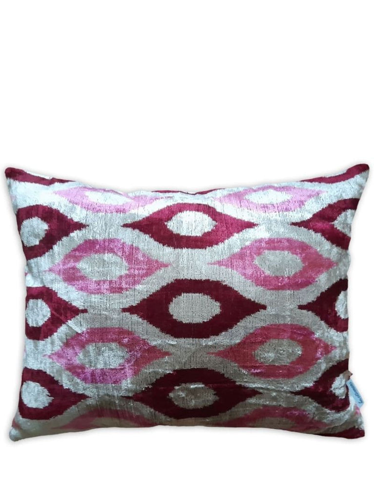 Grey Ikat-print Velvet Cushion