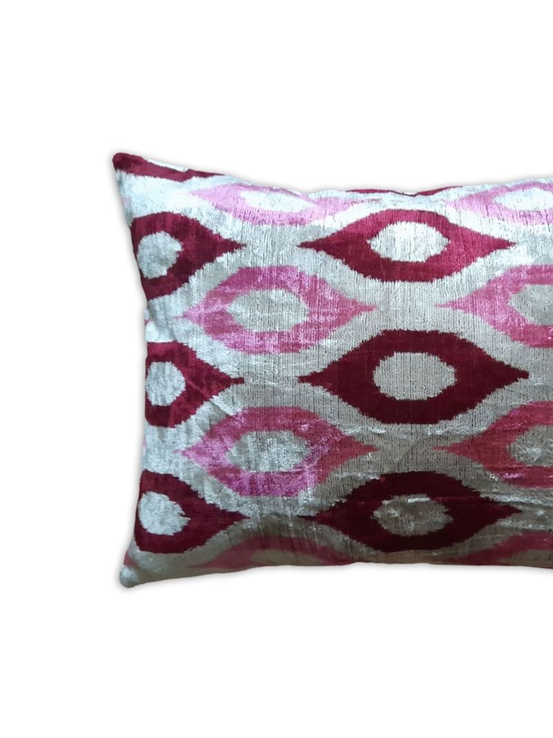 Grey Ikat-print Velvet Cushion