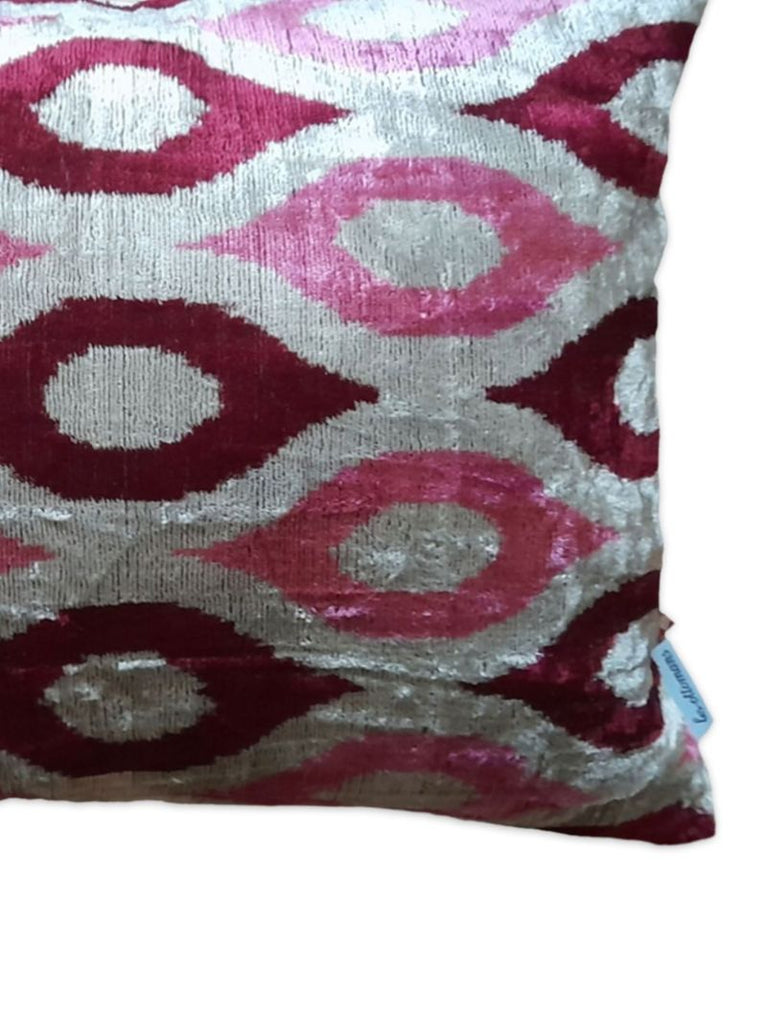 Grey Ikat-print Velvet Cushion
