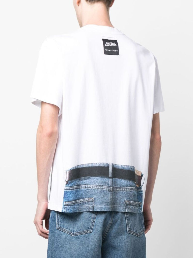 X Jean Paul Gaultier White Trompe L'oeil Print T-shirt