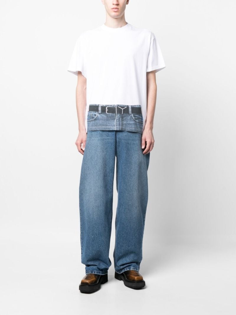 X Jean Paul Gaultier White Trompe L'oeil Print T-shirt