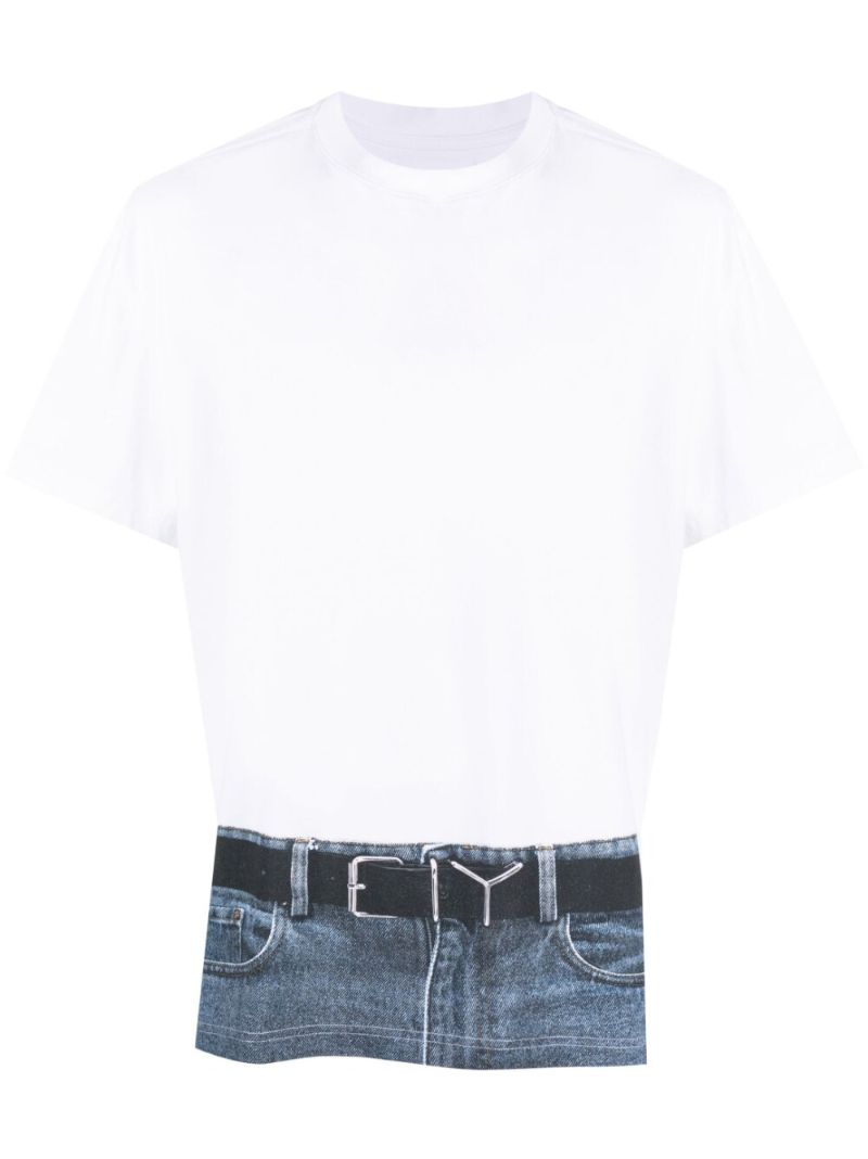 X Jean Paul Gaultier White Trompe L'oeil Print T-shirt