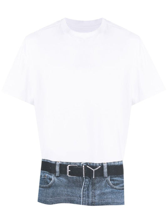 X Jean Paul Gaultier White Trompe L'oeil Print T-shirt