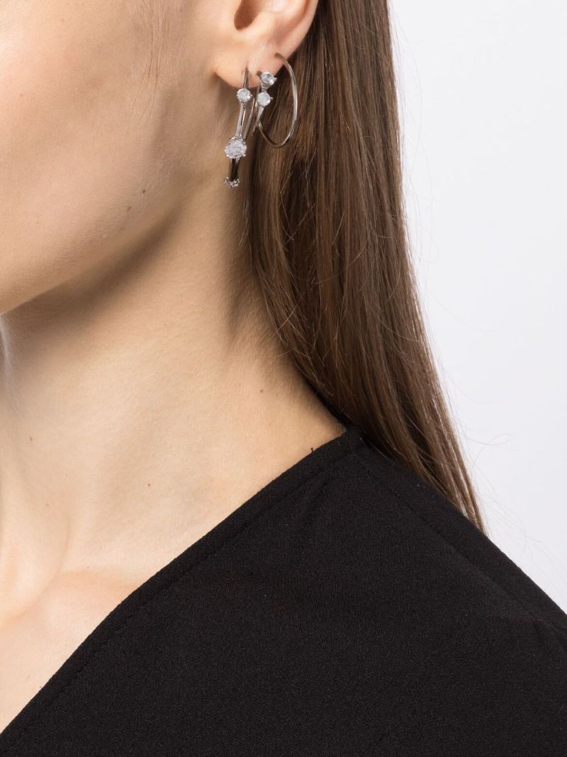 Sterling Silver Constellation Crystal Hoop Earrings