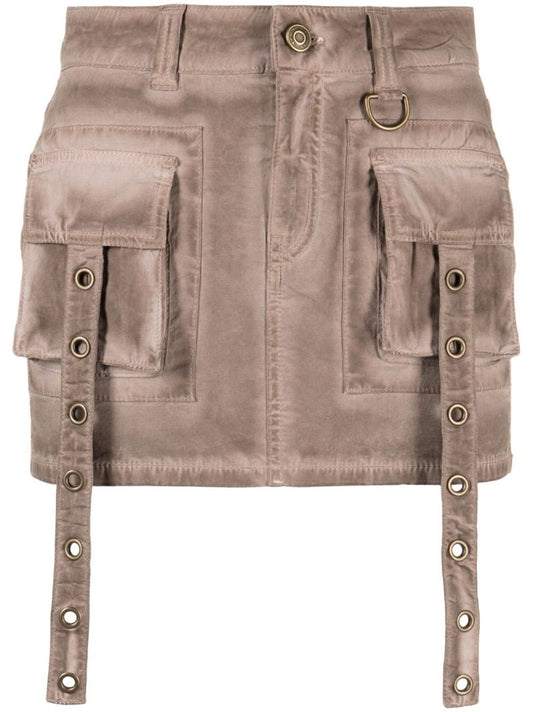 Brown Cargo Mini Skirt