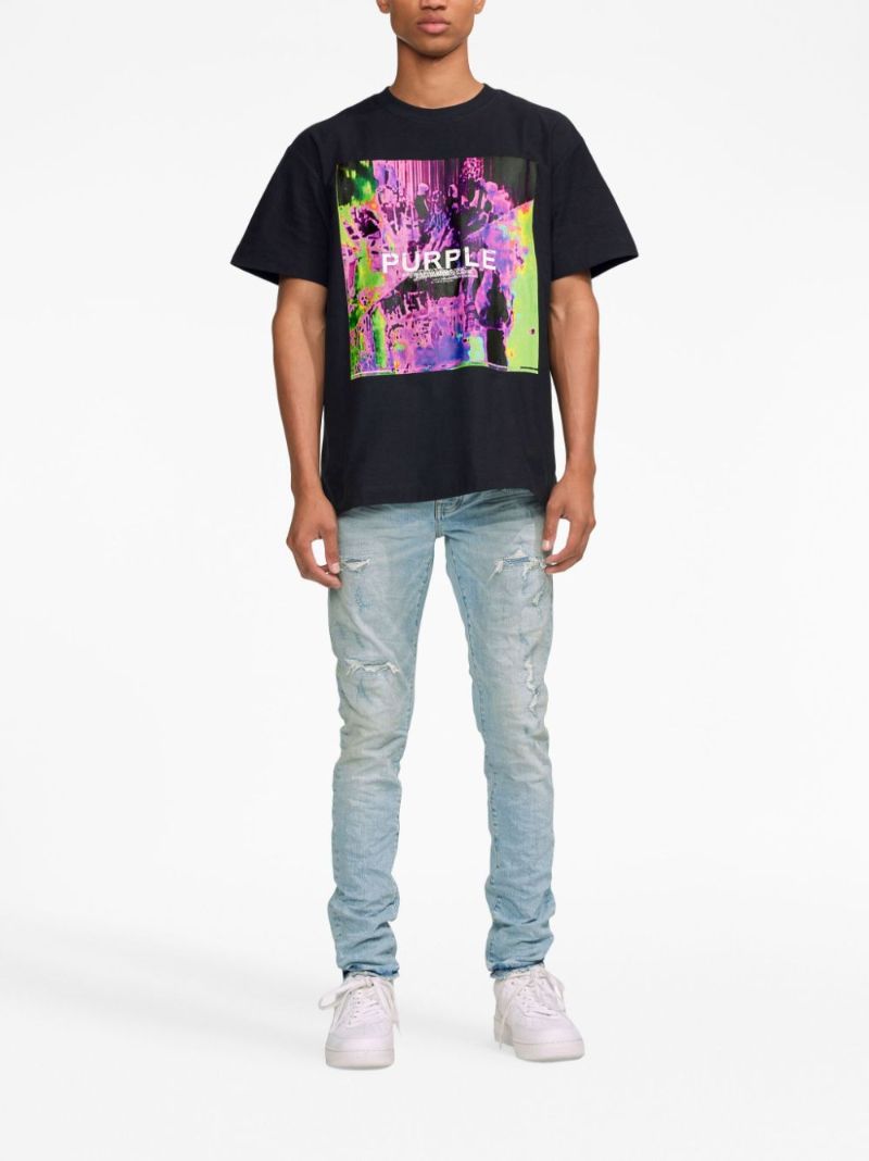 Blue Distressed Low-rise Skinny Jeans