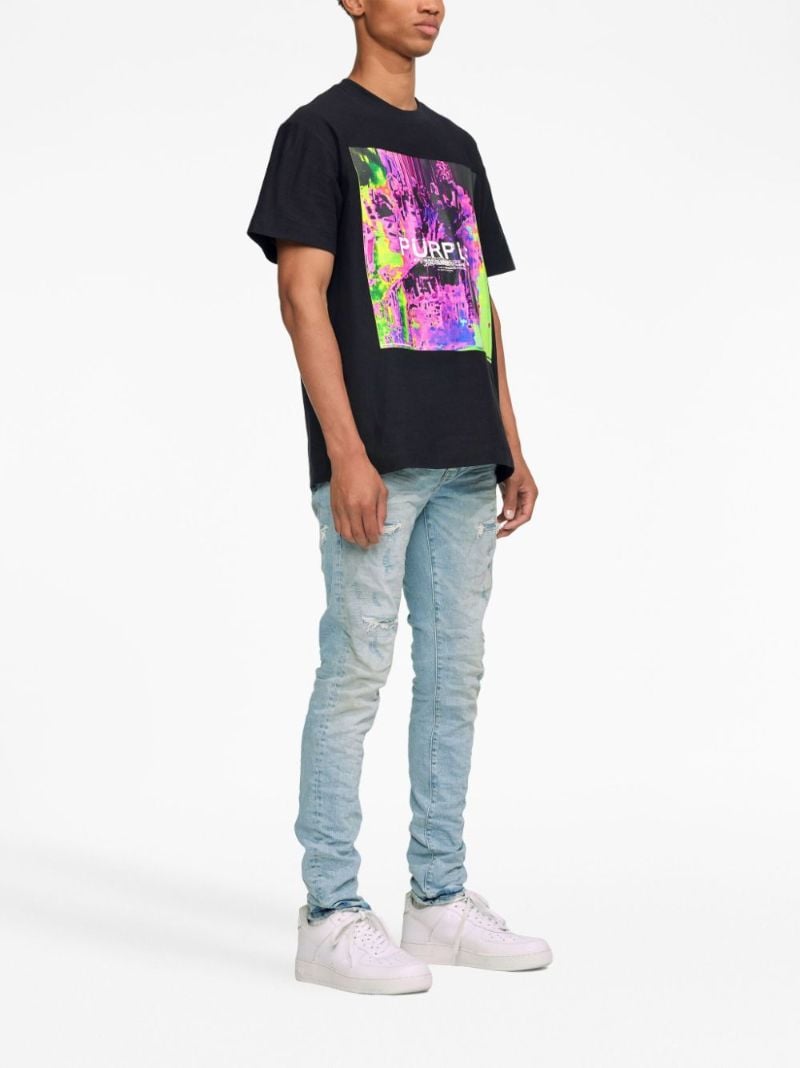 Blue Distressed Low-rise Skinny Jeans