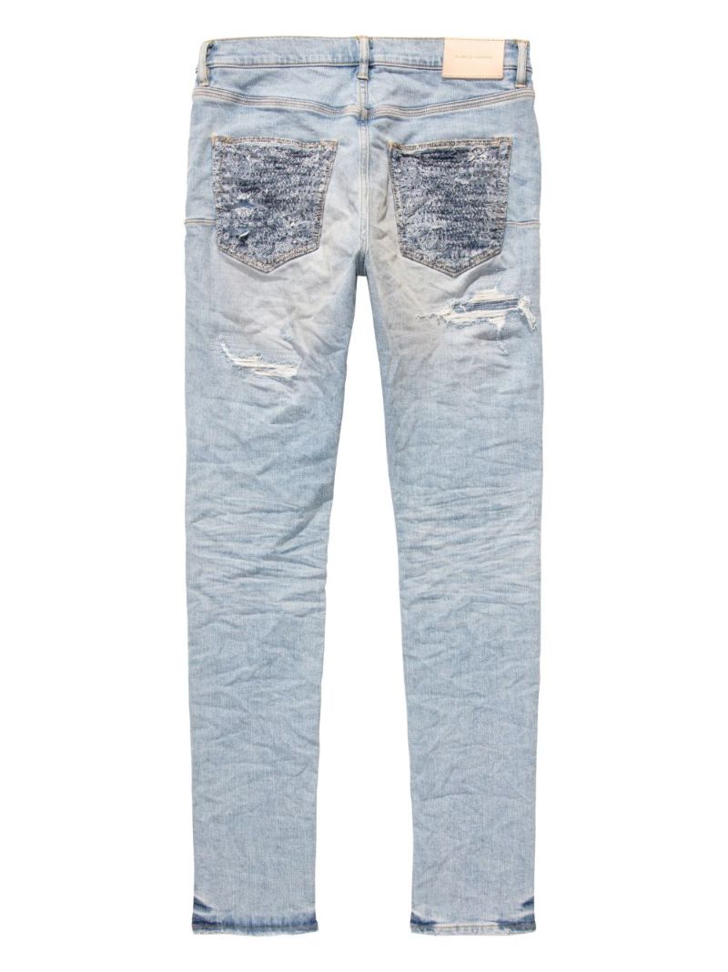 Blue Distressed Low-rise Skinny Jeans