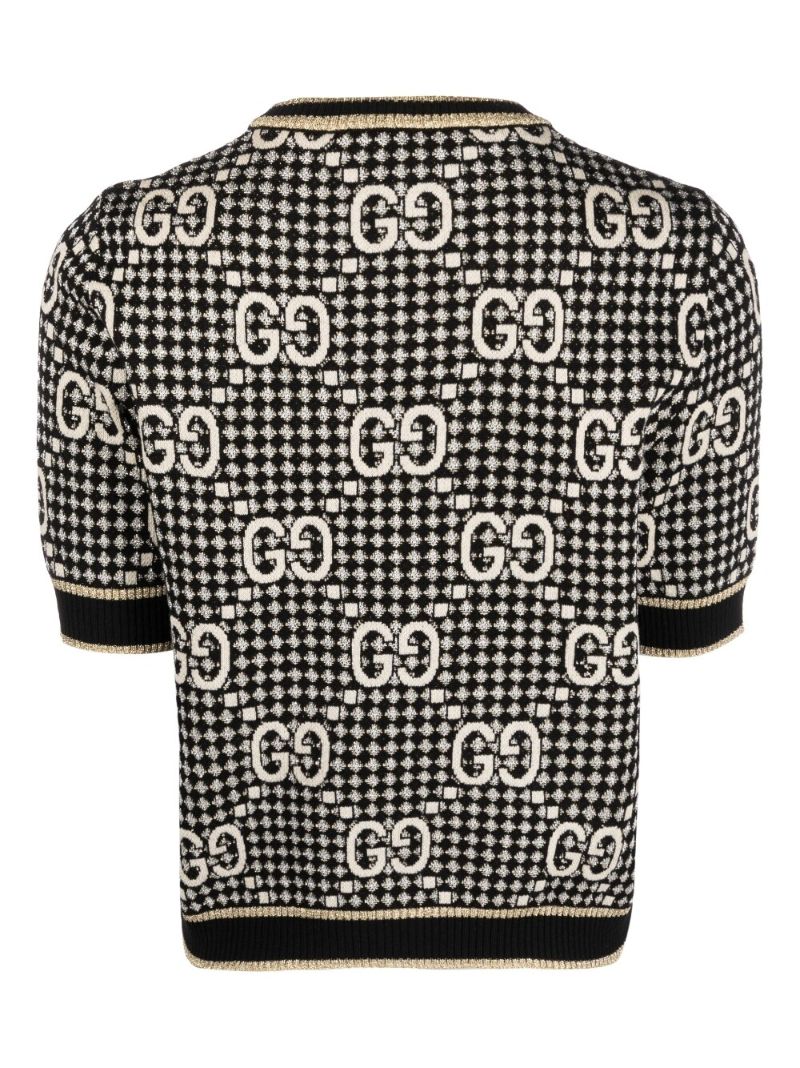 Black Gg Jacquard Cropped Top
