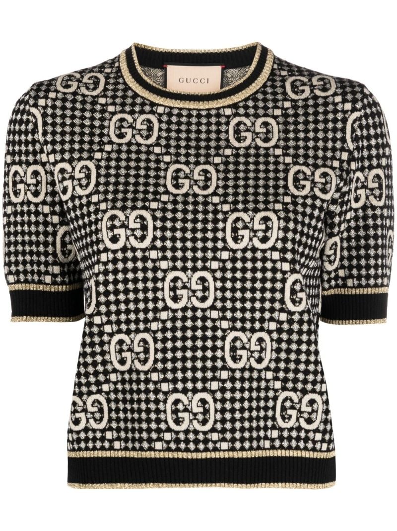 Black Gg Jacquard Cropped Top
