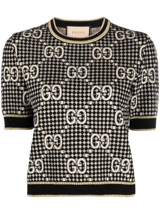 Black Gg Jacquard Cropped Top