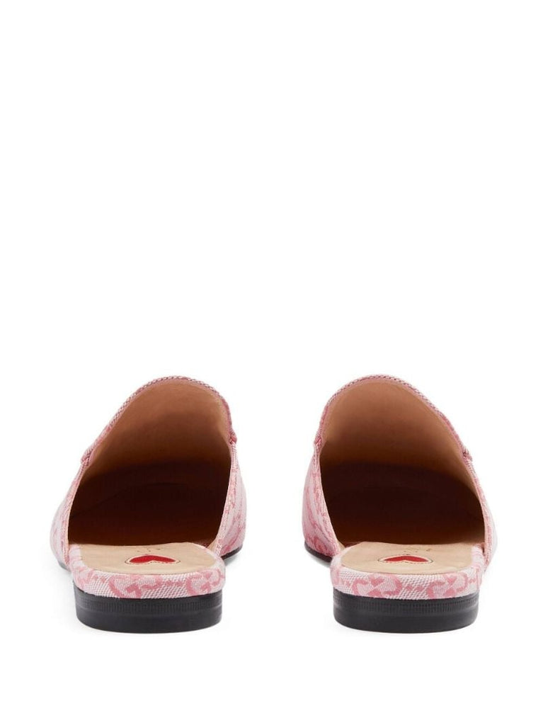 Pink Princetown Gg Canvas Slippers