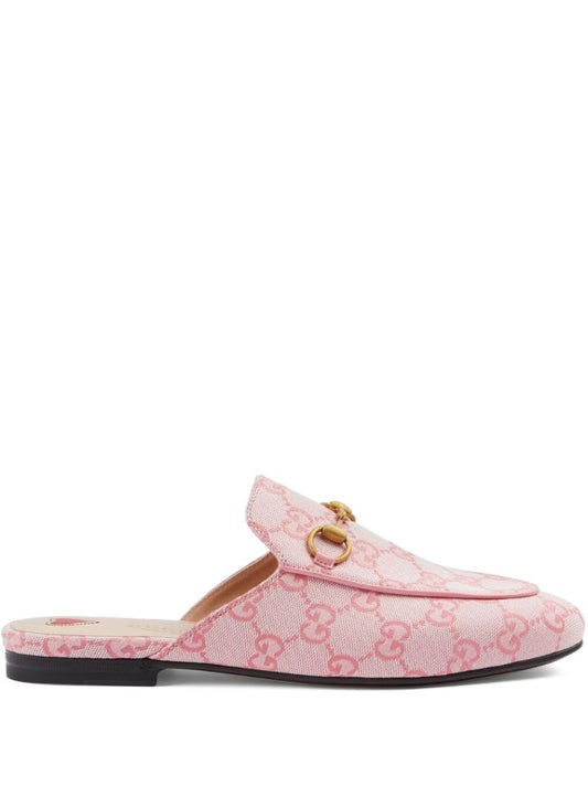 Pink Princetown Gg Canvas Slippers