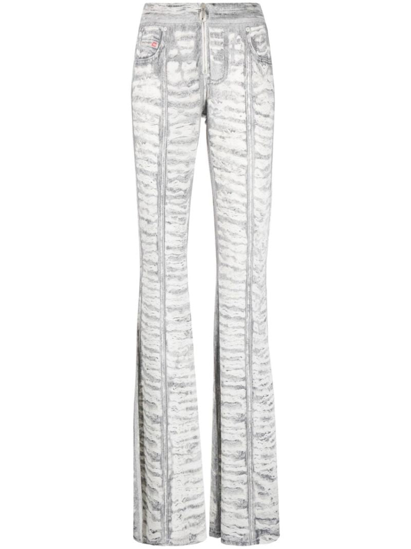 Grey Trompe L'oeil Flared Trousers