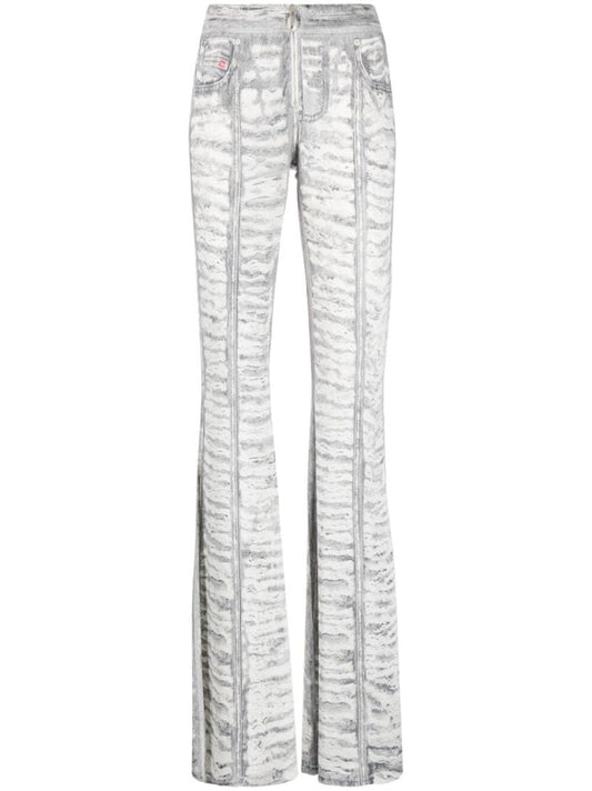 Grey Trompe L'oeil Flared Trousers
