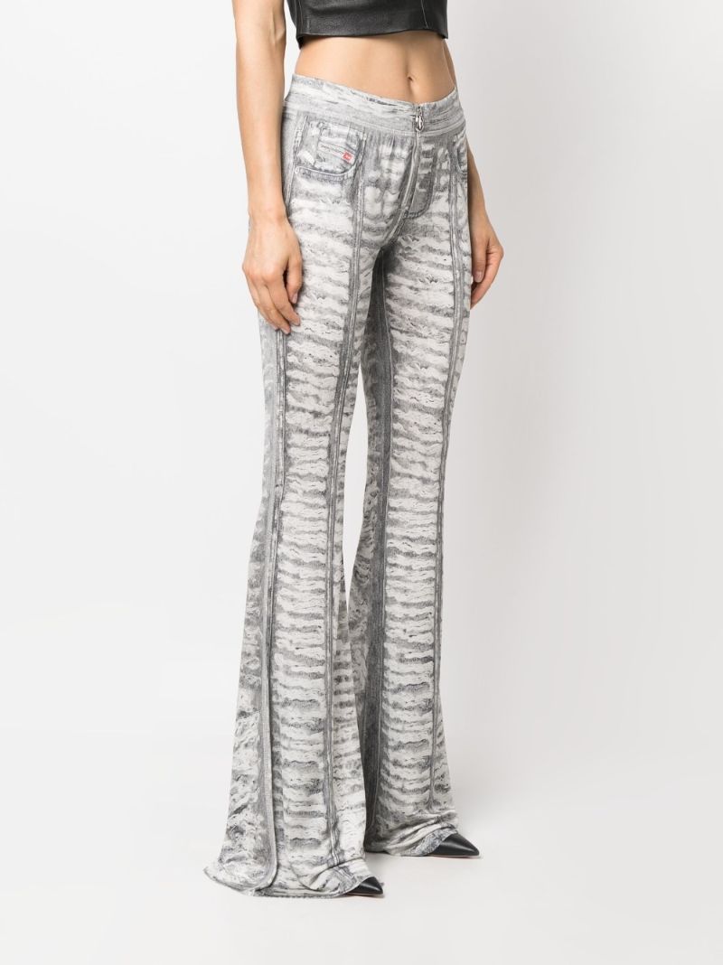 Grey Trompe L'oeil Flared Trousers