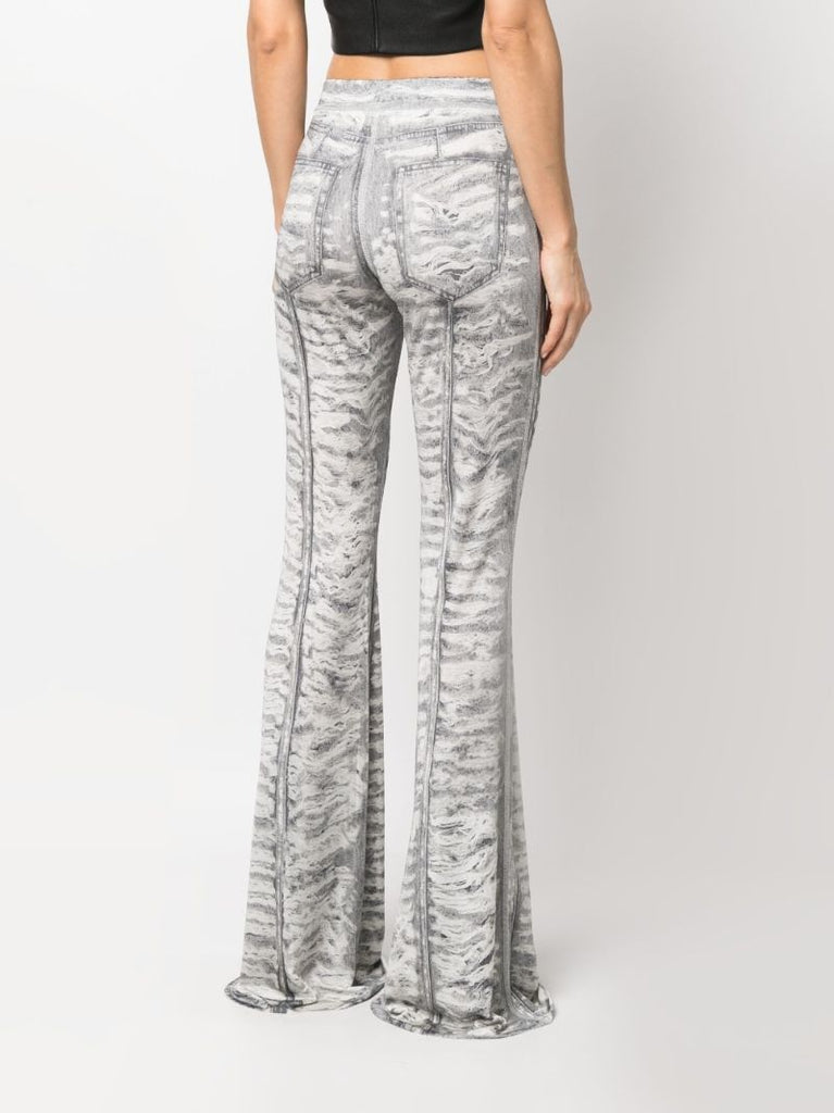 Grey Trompe L'oeil Flared Trousers