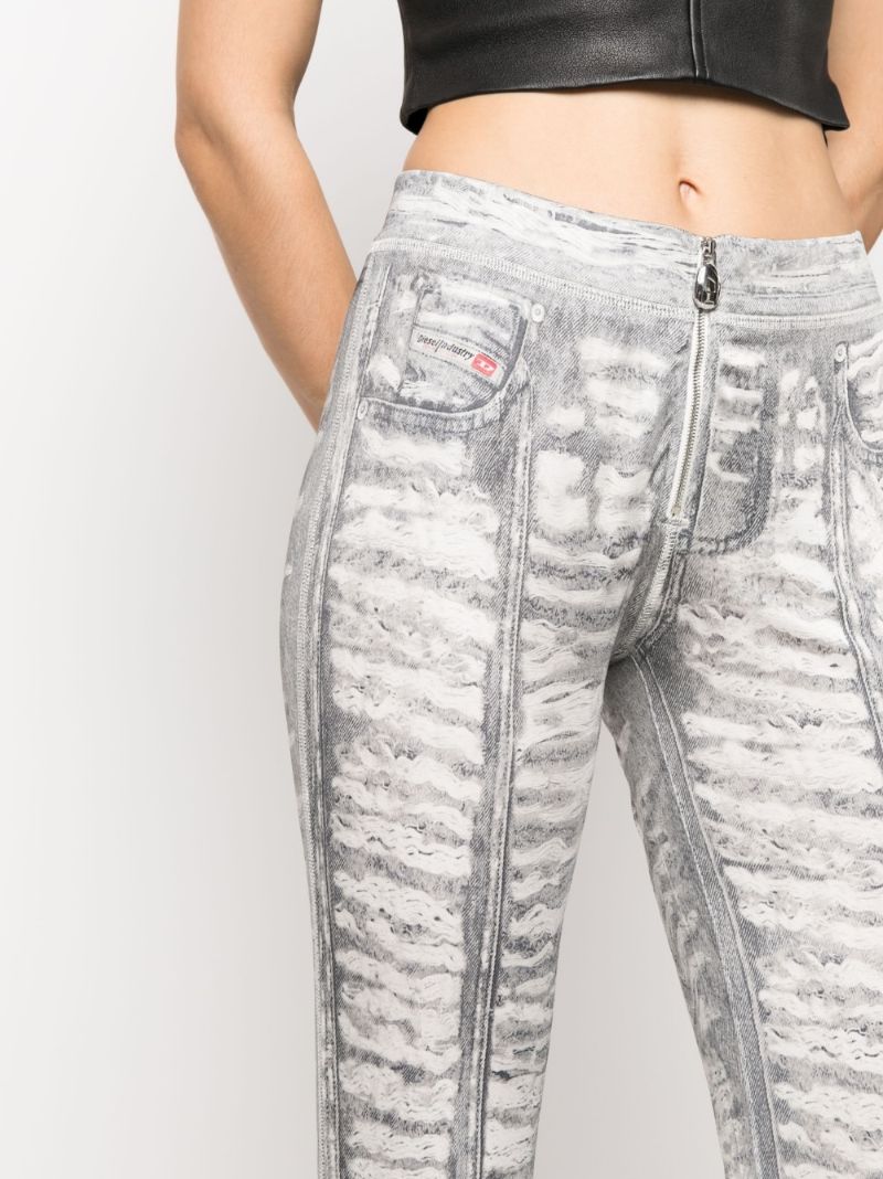 Grey Trompe L'oeil Flared Trousers
