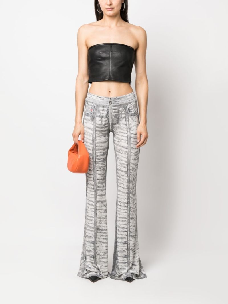 Grey Trompe L'oeil Flared Trousers