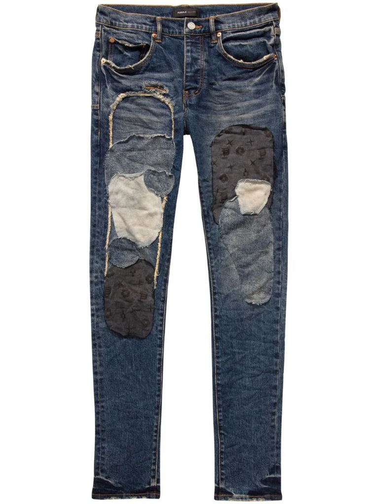 Blue Patch-detail Skinny Jeans