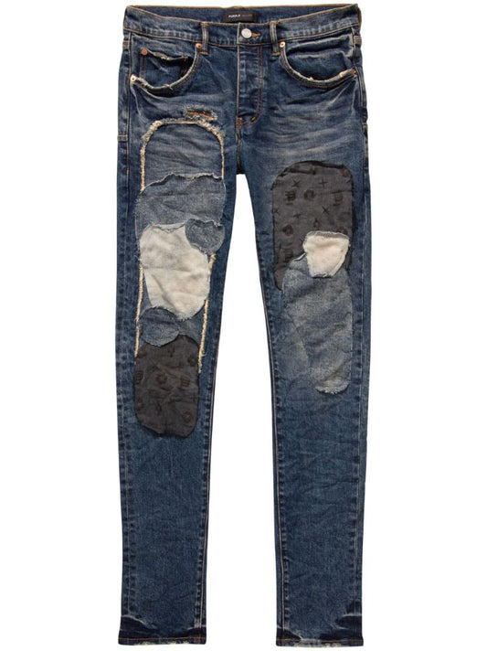 Blue Patch-detail Skinny Jeans