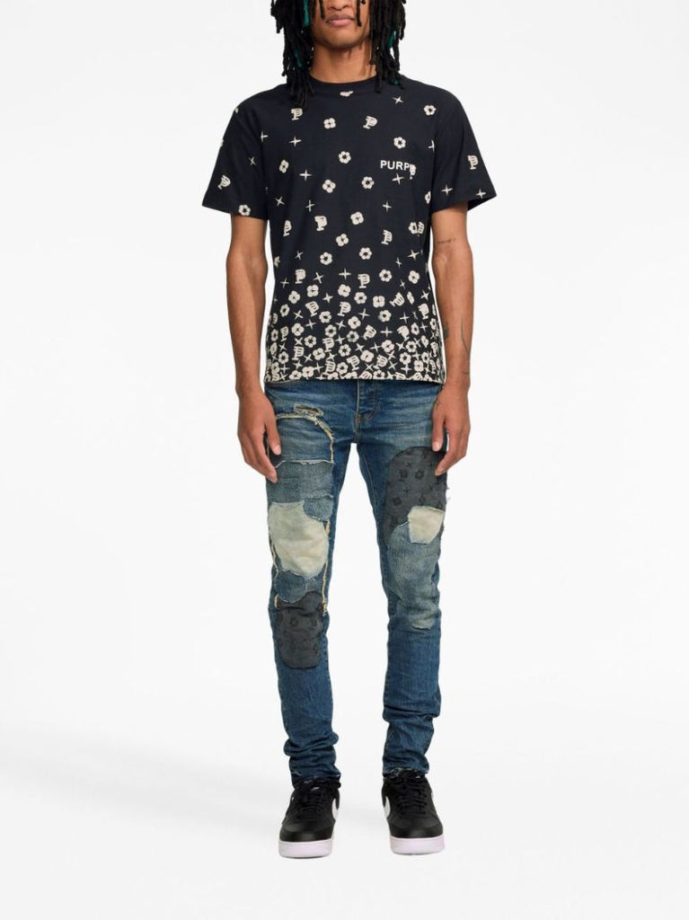 Blue Patch-detail Skinny Jeans