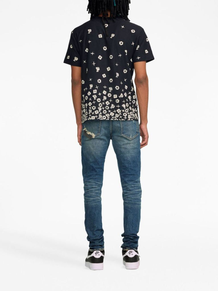 Blue Patch-detail Skinny Jeans