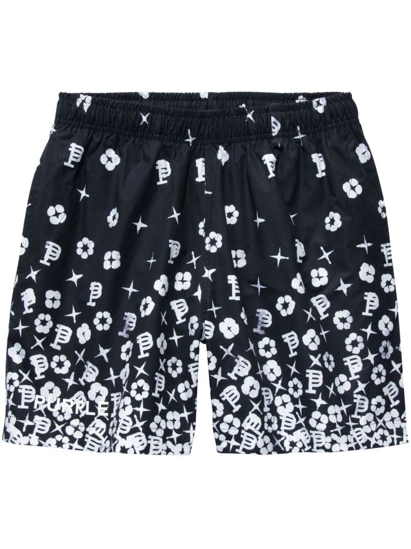Black Monogram Jacquard Cotton Shorts
