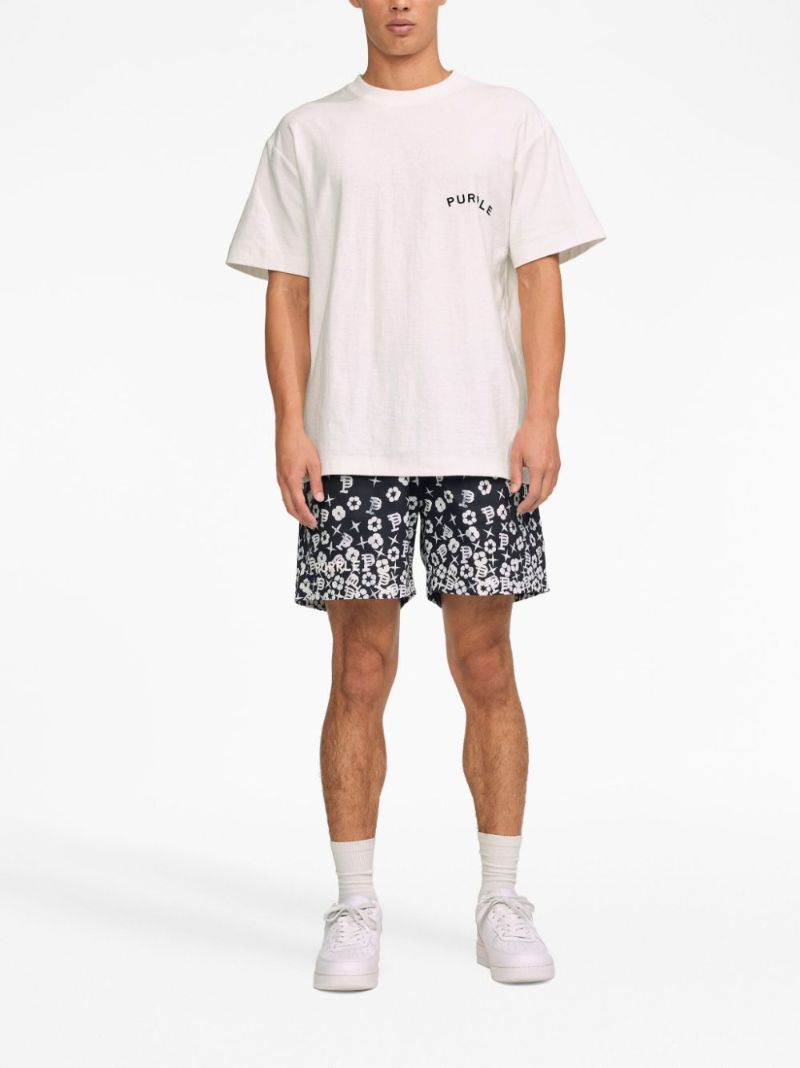 Black Monogram Jacquard Cotton Shorts