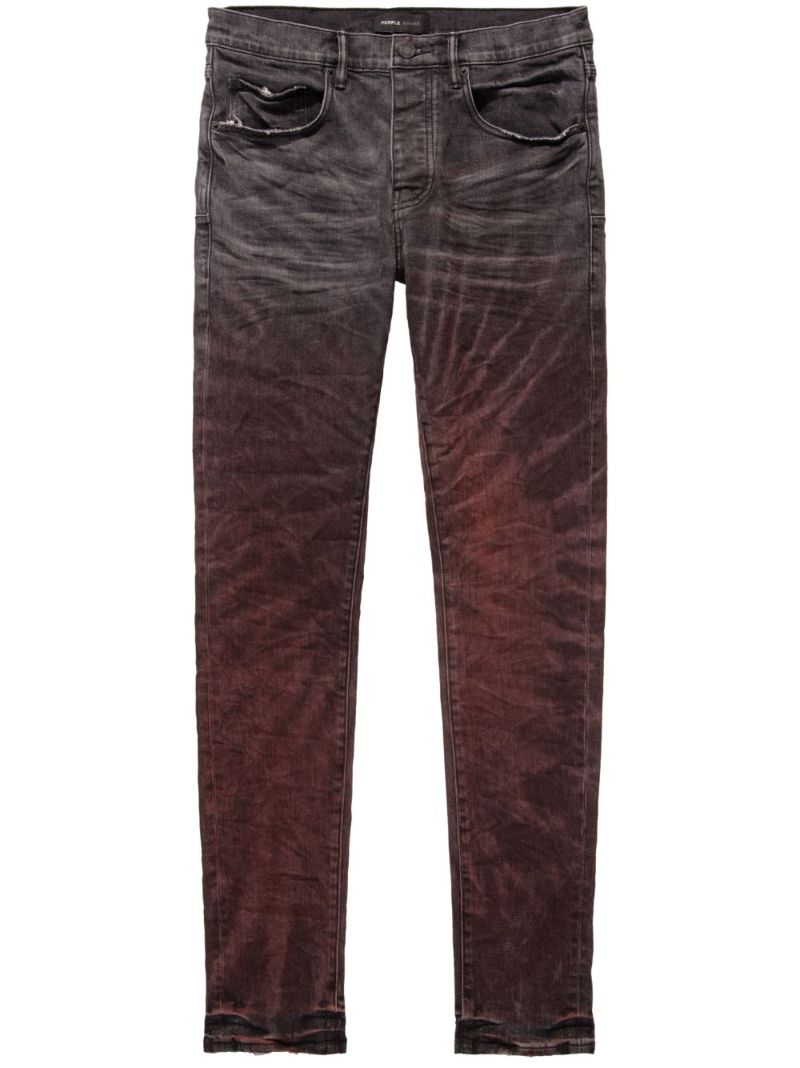 Red P001 Spiral Tie-dye Low-rise Skinny Jeans
